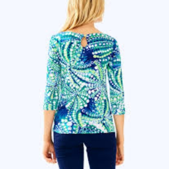 LILLY PULITZER Waverly Top Bright Navy A Jungle In Here Small LNC - Picture 2 of 11